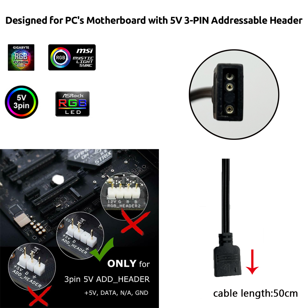 Conector ARGB de 3 Pines y 5V  - Led Gaming Light Strip reseña y precio